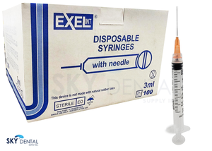 Syringe Needle Combination Luer Lock Tip (LL) 3cc, 100/Pkg (Exel)