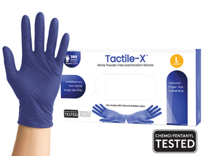 Gloves Nitrile Powder Free Textured Cobalt Blue (Tactile-X)