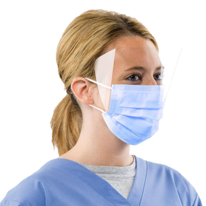 Mask Earloop Anti-Fog with 1/2 Face Shield ASTM Level 3 Blue 25/Pkg  (Sky Choice)