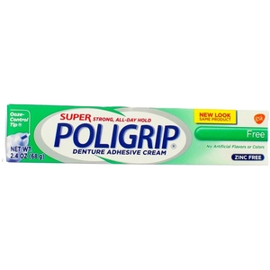 Super Poligrip Zinc Free Denture Adhesive Cream 2.4oz 