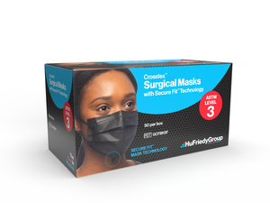 Mask Surgical W/Secure FitTM, Black, ASTM Level 3, 50/Box