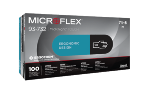 MidKnight TOUCH Black Nitrile Gloves 100/pk (Ansell)