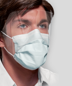 Mask Blue Isofluid Fog Free w/Shield  ASTM Level 1 Anti-Fog Blue 25/Bx 