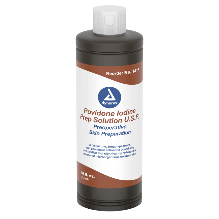 Povidone 10% Iodine Prep Solution 16oz Bottle (Dynarex)